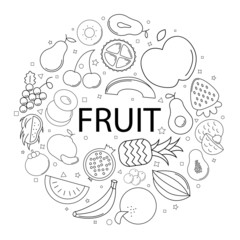 Vector fruit pattern with word. Fruit background