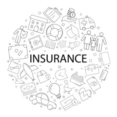 Vector insurance pattern with word. Insurance background