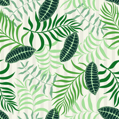 Fototapeta na wymiar Tropical background with palm leaves. Seamless floral pattern. Summer vector illustration