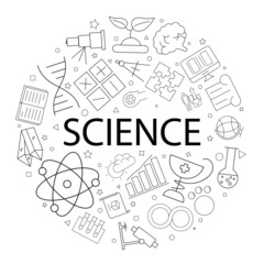Vector science pattern with word. Science background