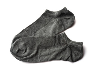 grey socks on a white background