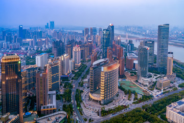 A bird's eye view of the urban architectural landscape in Nanchang, China