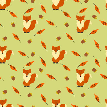 Fox seamless pattern vector