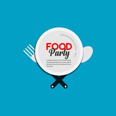 Food Party Logo Vector Template Design Illustration