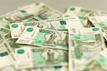 Money, Russian thousand bills lying on the table
