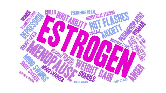 Estrogen animated word cloud on a white background. 