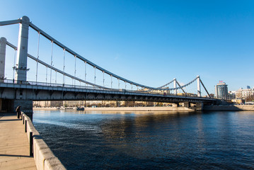 Fototapeta na wymiar Krymsky Bridge in Moscow, Russia on sunny day