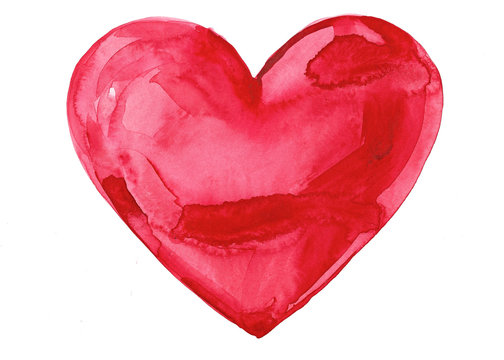 Red watercolor painting of heart