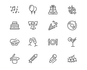 party hand drawn icon design illustration, line style icon, designed for app and web - obrazy, fototapety, plakaty
