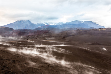 Volcanic landscape near active volcano Tolbachik, Kamchatka, Russia