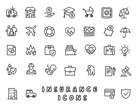 insurance hand drawn icon design illustration, line style icon, designed for app and web