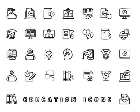 Education Hand Drawn Icon Design Illustration, Line Style Icon, Designed For App And Web