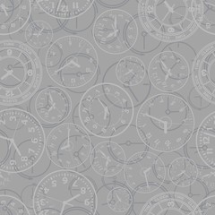 Seamless pattern composed of images hours. Vector illustration.