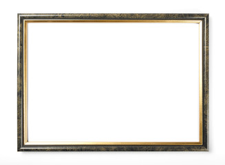 Wooden frame for painting or picture on white background.