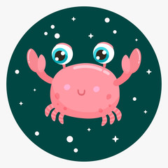 Cute crab vector illustration. Flat design
