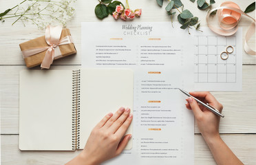 Bridal background with planner checklist