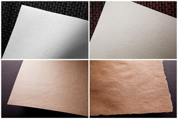Set of Macro shots of corner of paper. Mockup. Close up.