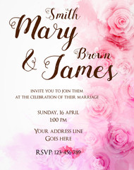 Fototapeta na wymiar Floral invitation wedding template