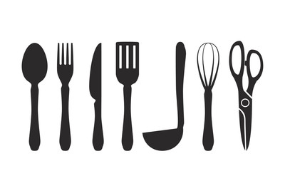 Cutlery icon. A set of icons in the style of flat design.