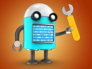 3d robot over orange