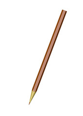 A brown pencil on a white background