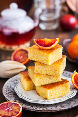 Homemade gluten-free polenta, almond and blood orange cake