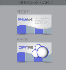 Business card set template for business identity corporate style. Blue color. Vector illustration.