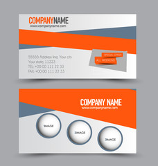 Business card set template for business identity corporate style. Grey and orange color. Vector illustration.