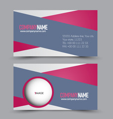 Business card set template for business identity corporate style. Grey and pink color. Vector illustration.