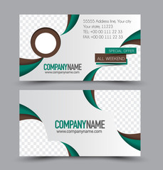 Business card set template for business identity corporate style. Vector illustration.  Green color.