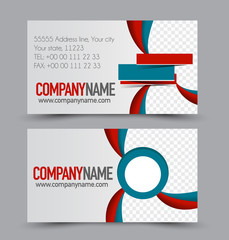 Business card set template for business identity corporate style. Vector illustration.  Red and blue color.