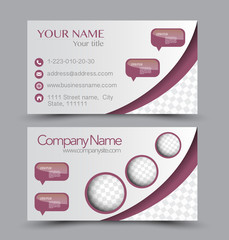 Business card set template for business identity corporate style. Vector illustration. Red color.