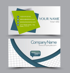 Business card set template for business identity corporate style. Vector illustration. Green color.