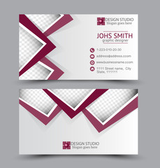 Business card set template for business identity corporate style. Vector illustration. Red color.