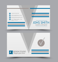 Business card set template for business identity corporate style. Vector illustration. Blue color.