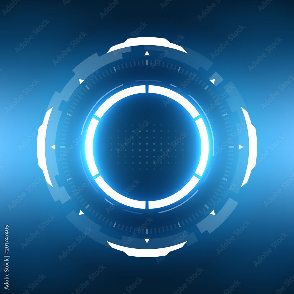 Wall mural futuristic sci-fi virtual reality technology hud circle element. abstract background