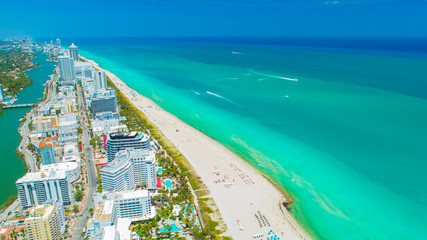 Aerial view city Miami Beach, South Beach, Florida, USA.