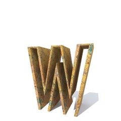 Conceptual old rusted metal font or type, iron or steel industry piece isolated white background. Educative rusty material, aged vintage surface, worn damaged paint as 3D illustration rough surface