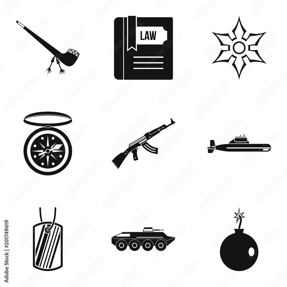 Poster ammunition icons set. simple set of 9 ammunition vector icons for web isolated on white background