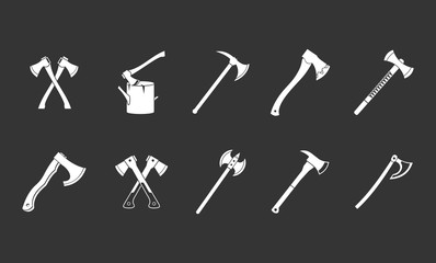 Axe icon set vector white isolated on grey background 