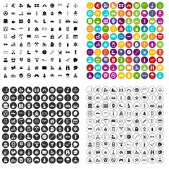 Fototapeta na wymiar 100 children activities icons set vector in 4 variant for any web design isolated on white