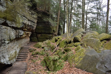 Beautiful forest landscape on the ledges pass in Cuyahoga Valley near Cleveland, Ohio, USA