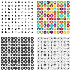 100 christmas icons set vector in 4 variant for any web design isolated on white