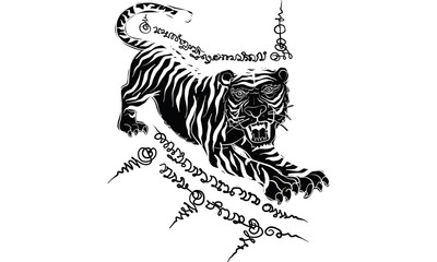 Thai traditional tattoo,  tiger tattoo