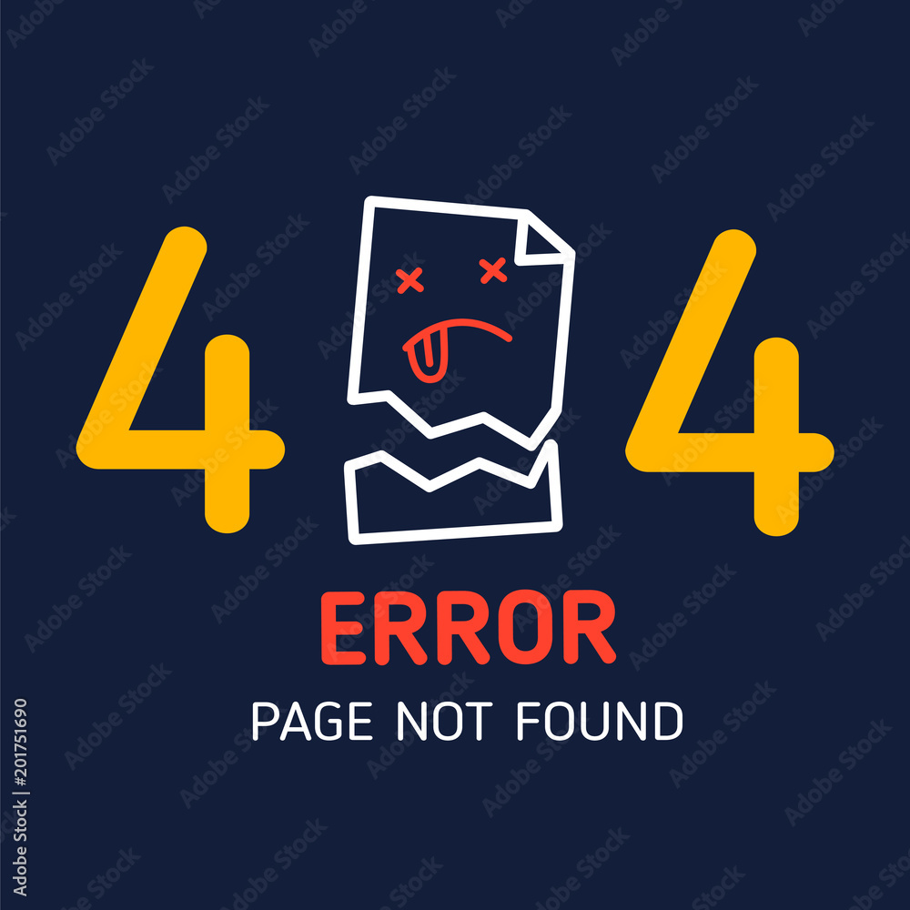 Poster 404 error page not found miss paper with white background design template for website background gra