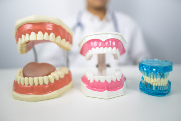 dentist demondstate  to clean teeth