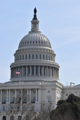 Closeup of big white Capitol in Washington D.C. in the USA