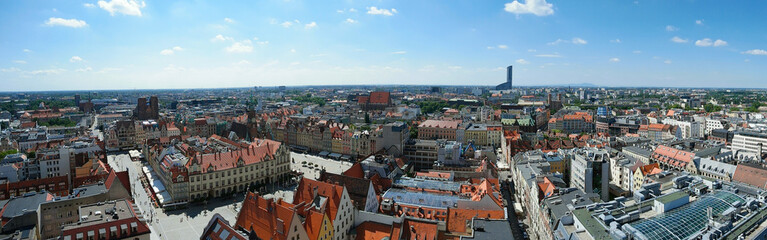 Naklejka premium Panorama miasta Wrocławia Polska Stare miasto