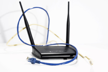 Black internet router.