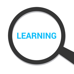 Education Concept: Magnifying Optical Glass With Words Learning